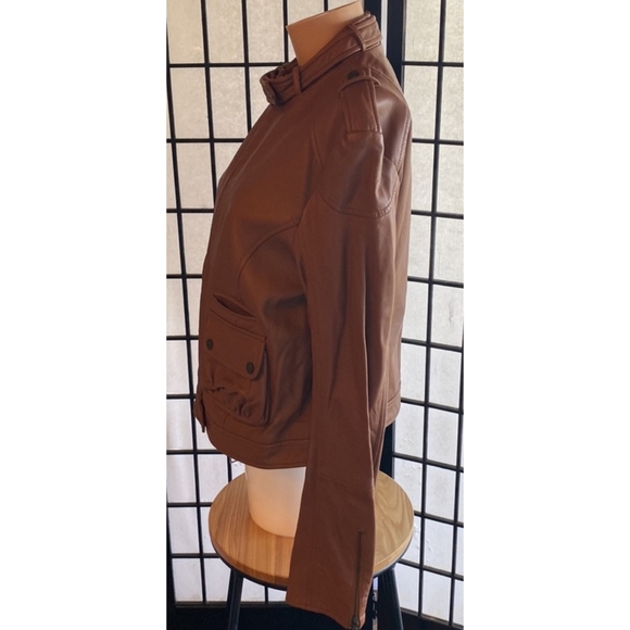 Bally | Tan 100% Lambskin Leather Moto Jacket - Picture 2 of 9